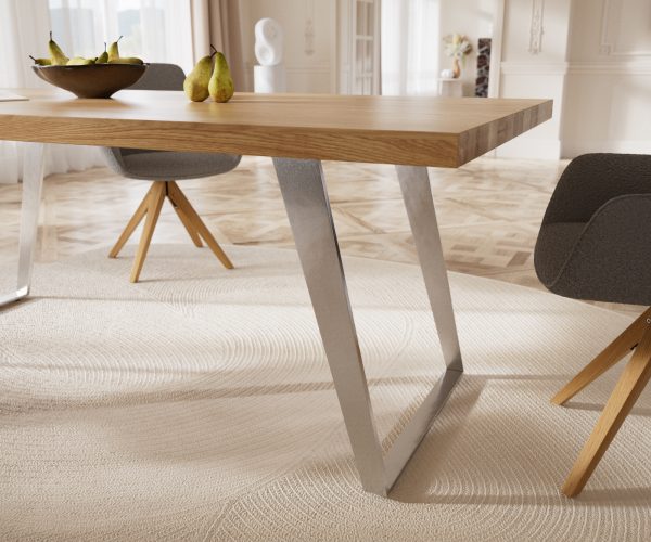 Jedálenský stôl Edge 200x100 cm prírodný dub podstavec pod uhlom z nerezovej ocele - Image 5