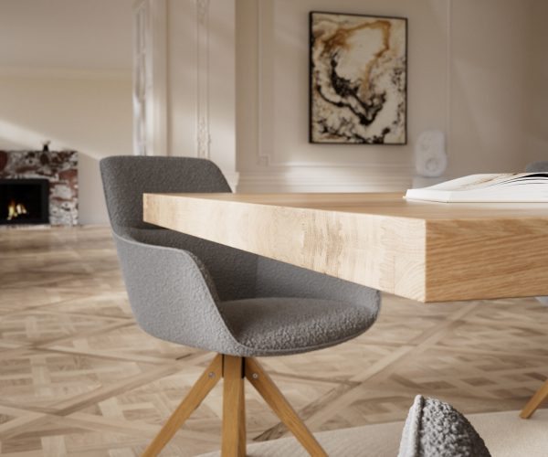 Jedálenský stôl Edge 200x100 cm prírodný dub podstavec pod uhlom z nerezovej ocele - Image 6