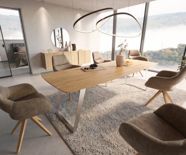 Jedálenský stôl Edge 260x100 cm zaoblený prírodný dub Swiss edge