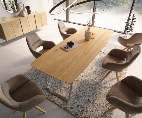 Jedálenský stôl Edge 260x100 cm zaoblený prírodný dub Swiss edge - Image 4