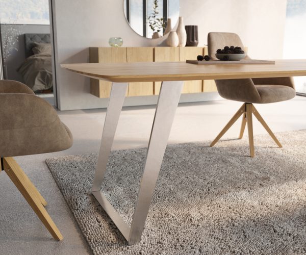 Jedálenský stôl Edge 260x100 cm zaoblený prírodný dub Swiss edge - Image 5