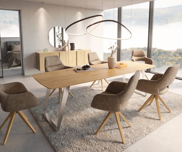 Jedálenský stôl Edge 260x100 cm zaoblený prírodný dub Swiss edge - Image 8