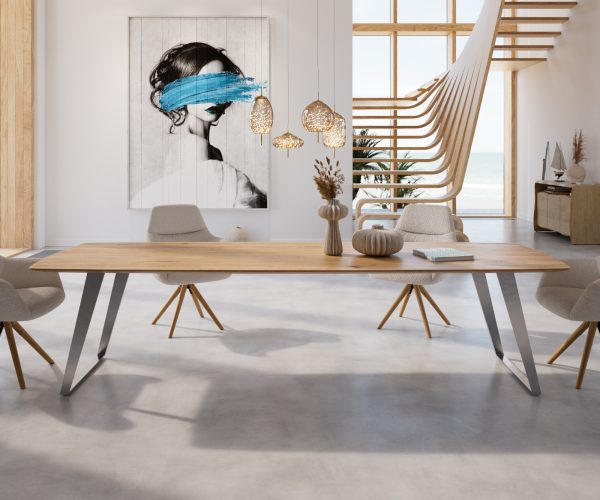 Jedálenský stôl Edge 300x100 cm zaoblený prírodný dub Swiss edge - Image 2