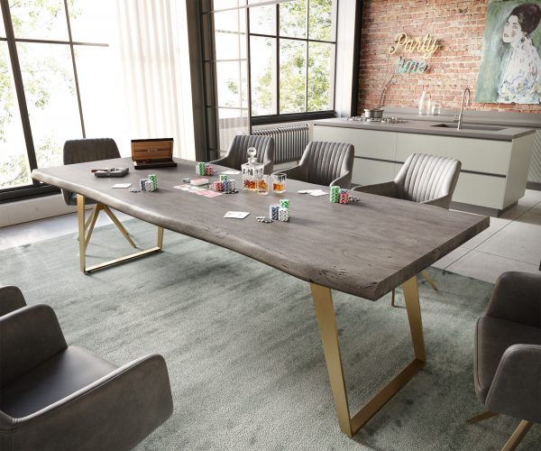 Jedálenský stôl Edge 260x100 cm XL akácia platina