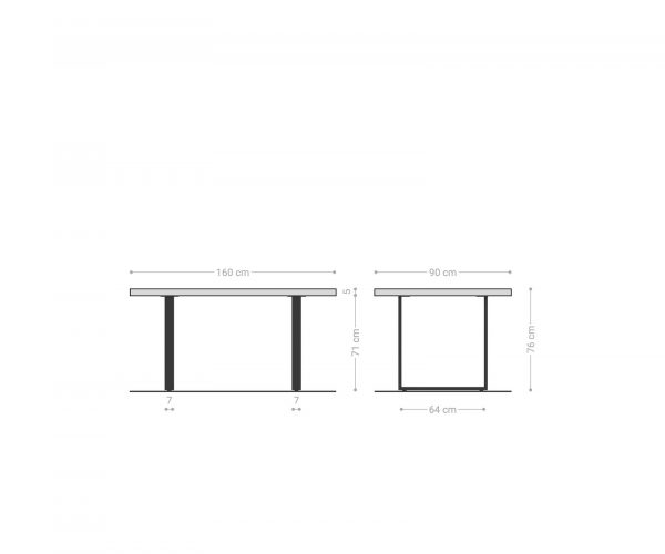 Jedálenský stôl Edge 160x90 cm prírodný dub kovová podnož čierna - Image 7