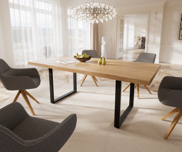 Jedálenský stôl Edge 200x100 cm prírodný dub tenká podnož