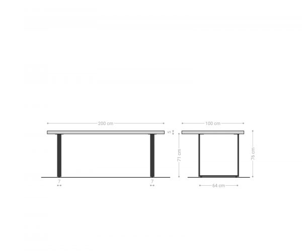 Jedálenský stôl Edge 200x100 cm prírodný dub tenká podnož - Image 9