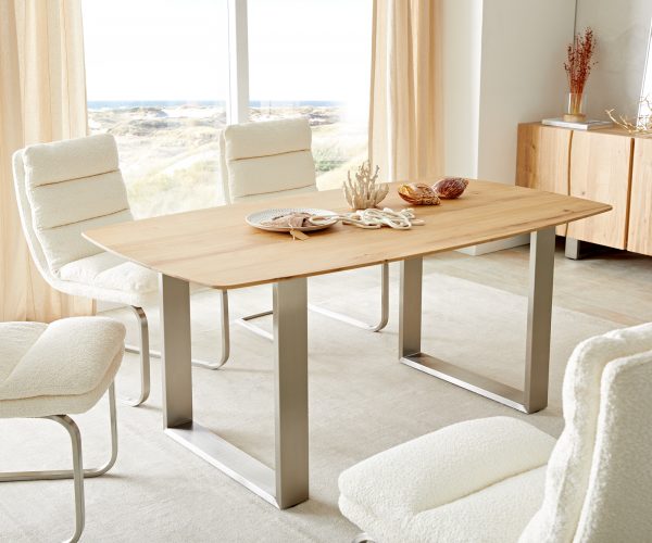 Jedálenský stôl Edge 160x90 cm zaoblený prírodný dub Swiss edge