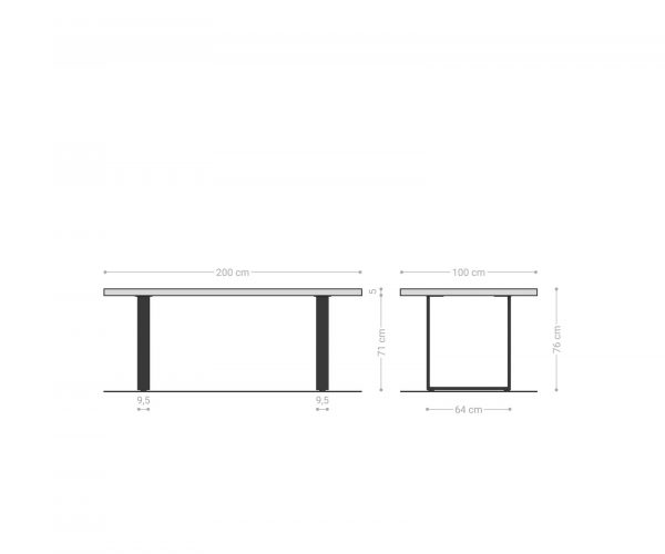 Jedálenský stôl Edge 200x100 cm prírodný dub úzka podnož nerezová oceľ - Image 9