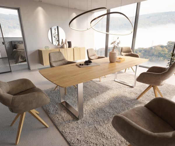 Jedálenský stôl Edge 260x100 cm zaoblený prírodný dub Swiss edge