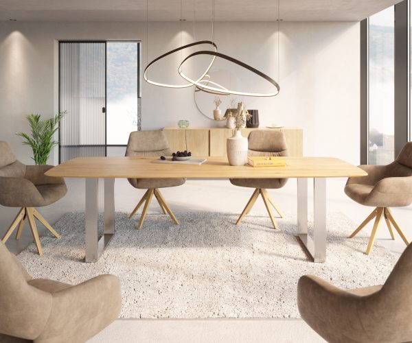Jedálenský stôl Edge 260x100 cm zaoblený prírodný dub Swiss edge - Image 2