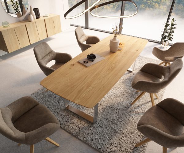 Jedálenský stôl Edge 260x100 cm zaoblený prírodný dub Swiss edge - Image 4