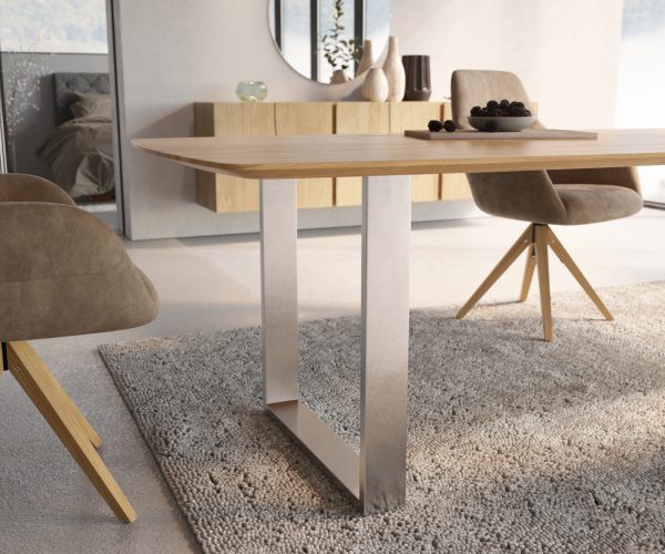 Jedálenský stôl Edge 260x100 cm zaoblený prírodný dub Swiss edge - Image 5