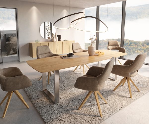 Jedálenský stôl Edge 260x100 cm zaoblený prírodný dub Swiss edge - Image 8