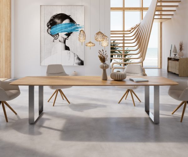 Jedálenský stôl Edge 300x100 cm zaoblený prírodný dub Swiss edge - Image 2
