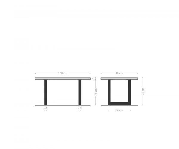 Jedálenský stôl Edge 160x90 cm prírodný dub široká podnož z nerezovej ocele - Image 7