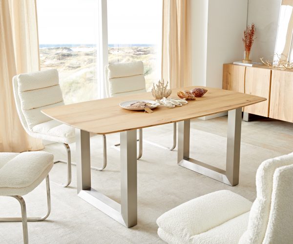 Jedálenský stôl Edge 160x90 cm zaoblený prírodný dub Swiss edge