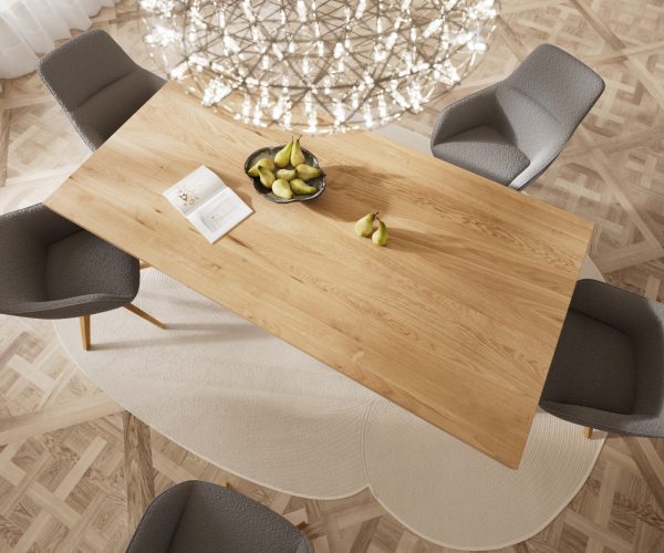 Jedálenský stôl Edge 200x100 cm prírodný dub široká podnož z nerezovej ocele - Image 7