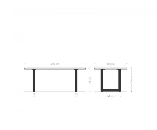 Jedálenský stôl Edge 200x100 cm prírodný dub široká podnož z nerezovej ocele - Image 9