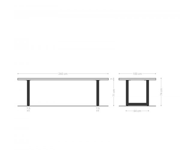 Jedálenský stôl Edge 260x100 cm akácia platina - Image 7