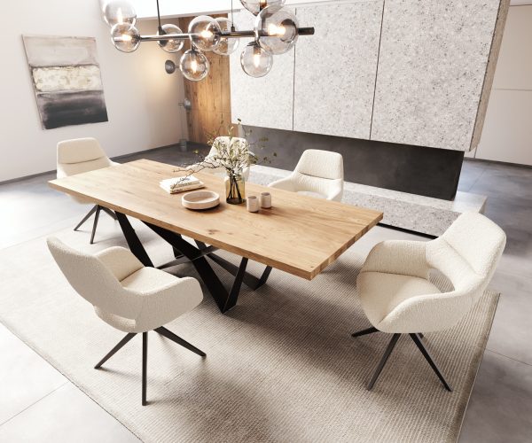 Jedálenský stôl Edge 260x100 cm prírodný dub podnož plochá kovová čierna - Image 6