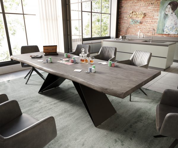 Jedálenský stôl Edge 260x100 cm XL akácia platina