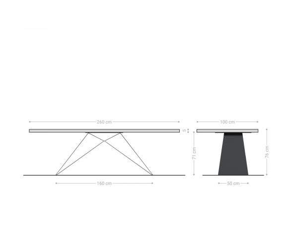 Jedálenský stôl Edge 260x100 cm XL akácia platina - Image 7