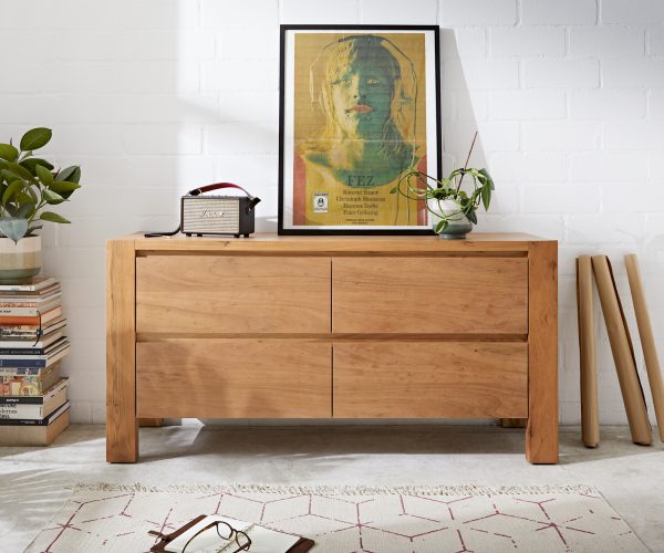Komoda Philon 150x45 cm prírodná akácia 4 zásuvky - Image 2