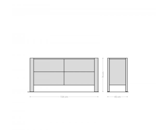 Komoda Philon 150x45 cm prírodná akácia 4 zásuvky - Image 8