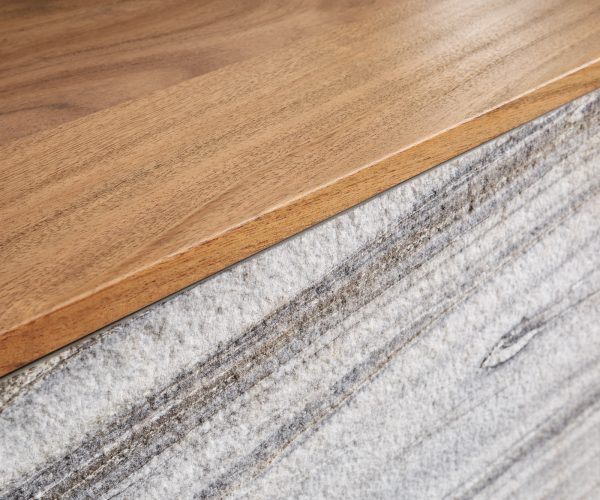 Komoda Kleo 175 cm prírodná akácia 2 dvierka 3 zásuvky Dno v tvare V nerezová oceľ - Image 3