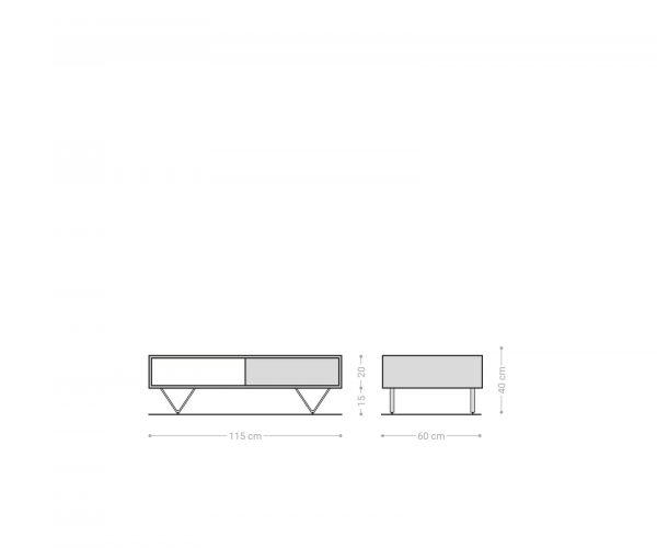 Konferenčný stolík Kleo 115x60 cm prírodná akácia 2 zásuvky podstava v tvare V nerezová oceľ - Image 7