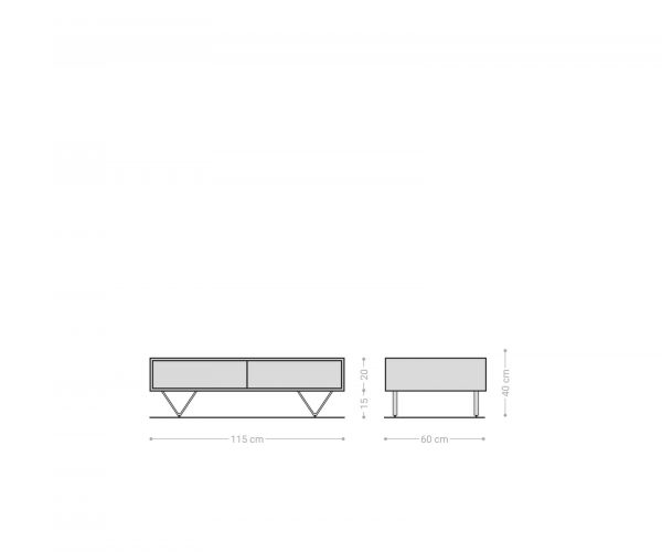 Konferenčný stolík Kleo 115x60 cm prírodná akácia 4 zásuvky podstava v tvare V nerezová oceľ - Image 7