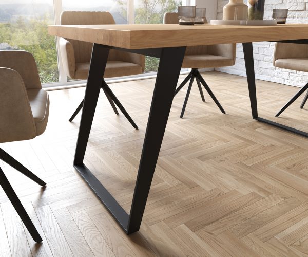 Jedálenský stôl Edge 160x90 cm prírodný dub šikmá podnož kov čierna - Image 6