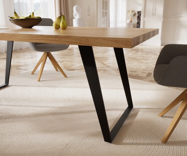Jedálenský stôl Edge 200x100 cm prírodný dub šikmá podstava kov čierna - Image 5