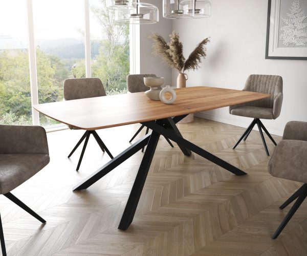 Jedálenský stôl Hrana 200x100 cm zaoblená prírodná akáciová hrana Swiss