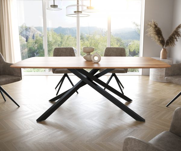 Jedálenský stôl Hrana 200x100 cm zaoblená prírodná akáciová hrana Swiss - Image 2