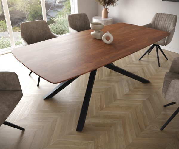 Jedálenský stôl Edge 200x100 cm zaoblený akáciový hnedý švajčiarsky okraj - Image 4