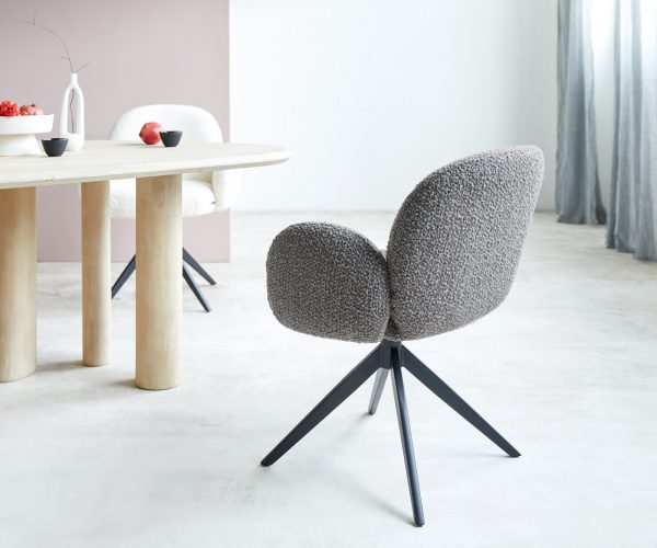 Otočná stolička Nube-Flex s podrúčkami krížová základňa široká kovová čierna bouclé strieborná sivá 180° taštičkové pružiny - Image 5