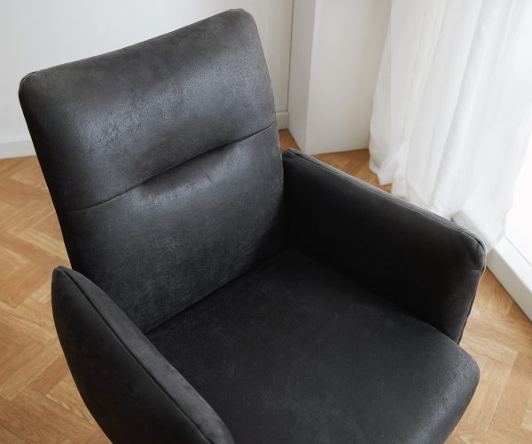 Jedálenská stolička Jova-Flex s podrúčkami konzolová základňa okrúhla z nehrdzavejúcej ocele mikrovlákno antracit vintage vreckové pružiny - Image 6