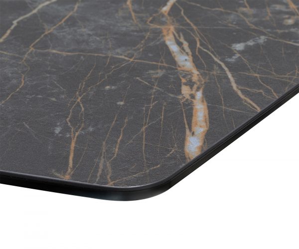 Jedálenský stôl Hrana zaoblená 200x100cm Laminam® keramika hnedá krížová podnož čierna - Image 5