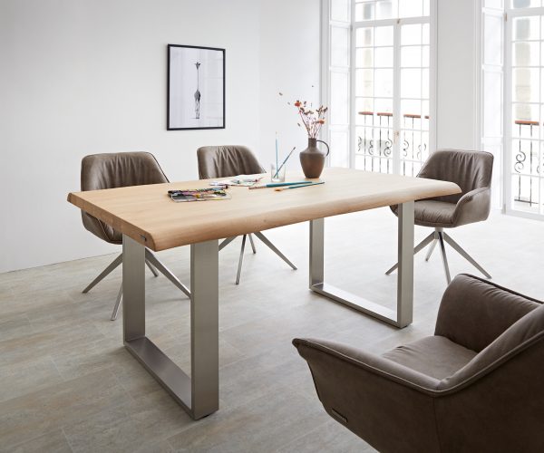 Jedálenský stôl Edge 160x90 cm prírodný dub nerezový úzky