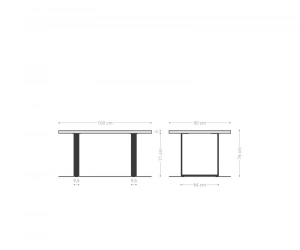 Jedálenský stôl Edge 160x90 cm prírodný dub nerezový úzky - Image 7