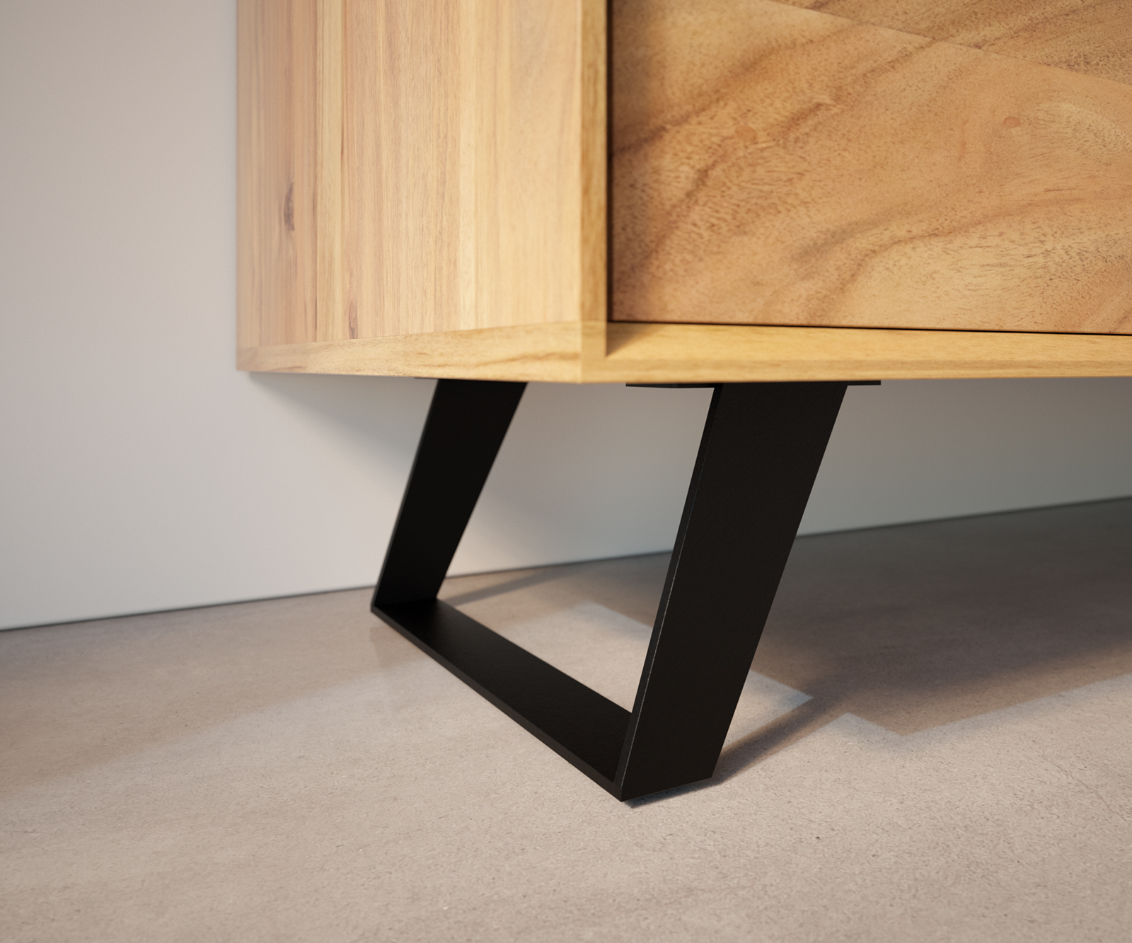 Uhlový podstavec 15 cm kovový čierny pre TV stolíky (sada 2 ks) - Image 2