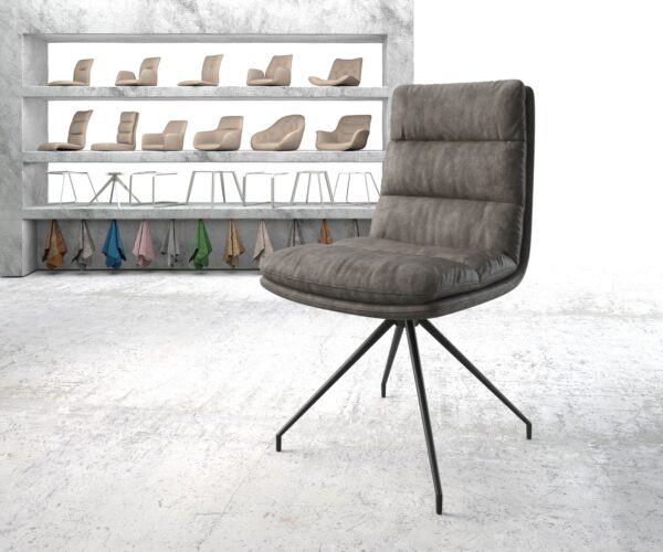 Jedálenská stolička Abelia-Flex antracitová vintage krížová podnož zúžená čierna