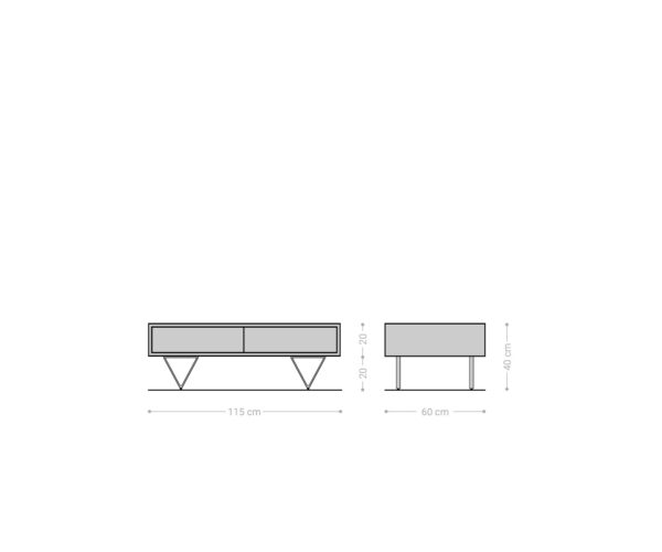 Konferenčný stolík Eloi 115x60x40 cm prírodná akácia 4 zásuvky podstava v tvare V nerezová oceľ - Image 6