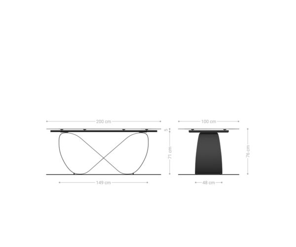Jedálenský stôl Edge oválny 200x100 keramický travertín prírodný krížový podstavec štvorcový čierny - Image 8