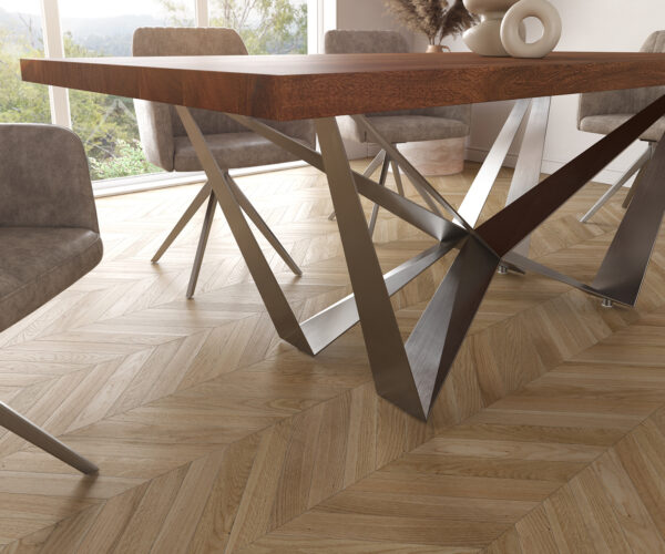 Jedálenský stôl Edge 200x100cm XL akáciová hnedá podnož plochá oceľ nerezová oceľ - Image 6