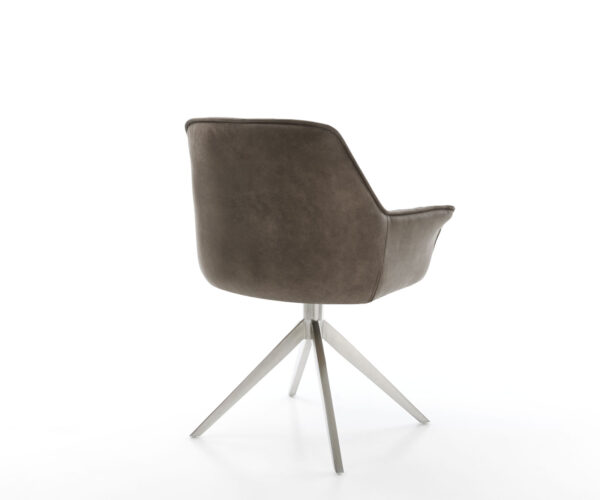 Jedálenská stolička Keila-Flex s podrúčkami taupe vintage krížová podnož široká nerezová oceľ otočná o 360° - Image 5