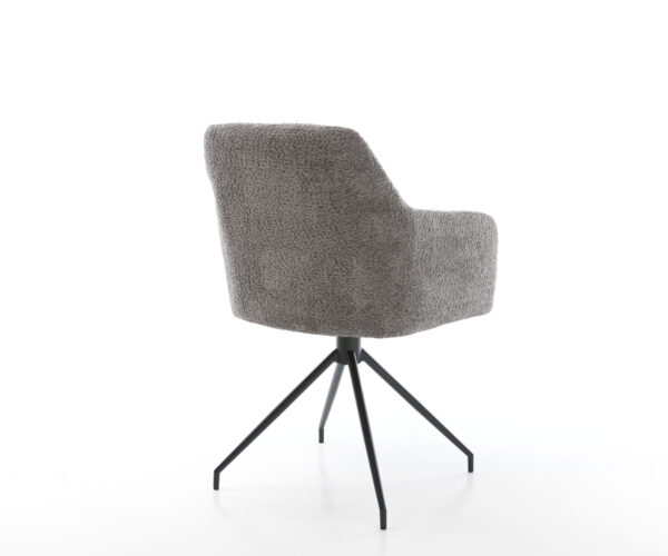 Jedálenská stolička Greg-Flex bouclé sivá krížová podnož zúžená čierna otočná o 180° - Image 5