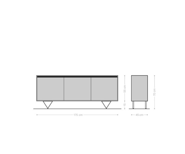 Dizajnový príborník Stonegrace 175 cm prírodná akáciová bridlica 3 dvierka - Image 9